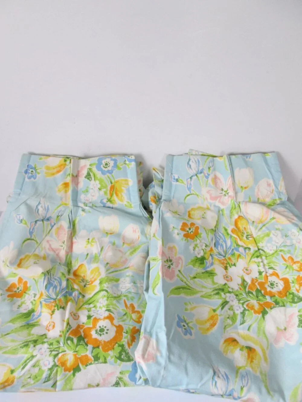 Vintage JC Penney Fashion Manor 2 Floral Pinch Pleat Header Curtains 78